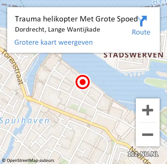 Locatie op kaart van de 112 melding: Trauma helikopter Met Grote Spoed Naar Dordrecht, Lange Wantijkade op 21 oktober 2022 19:31