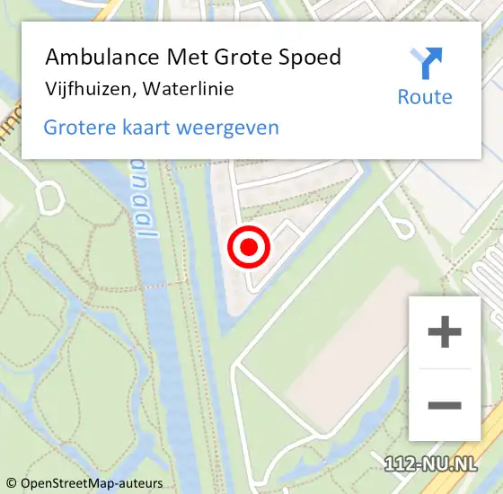 Locatie op kaart van de 112 melding: Ambulance Met Grote Spoed Naar Vijfhuizen, Waterlinie op 21 oktober 2022 19:53