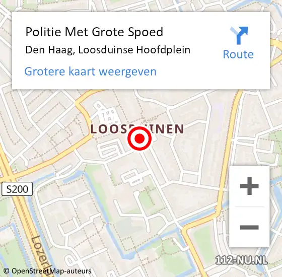 Locatie op kaart van de 112 melding: Politie Met Grote Spoed Naar Den Haag, Loosduinse Hoofdplein op 21 oktober 2022 19:59