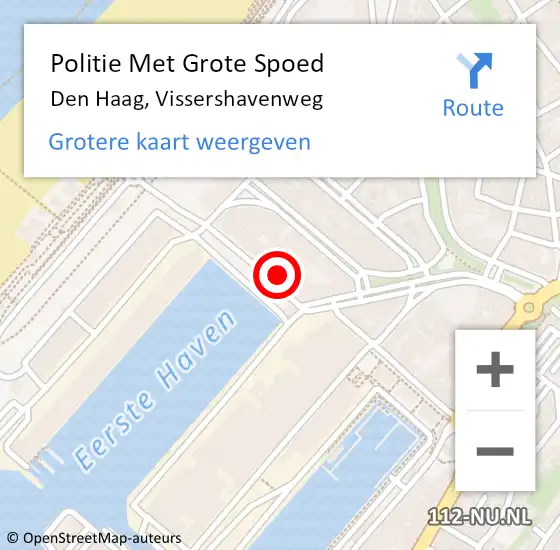 Locatie op kaart van de 112 melding: Politie Met Grote Spoed Naar Den Haag, Vissershavenweg op 21 oktober 2022 20:26