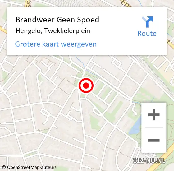 Locatie op kaart van de 112 melding: Brandweer Geen Spoed Naar Hengelo, Twekkelerplein op 21 oktober 2022 21:22