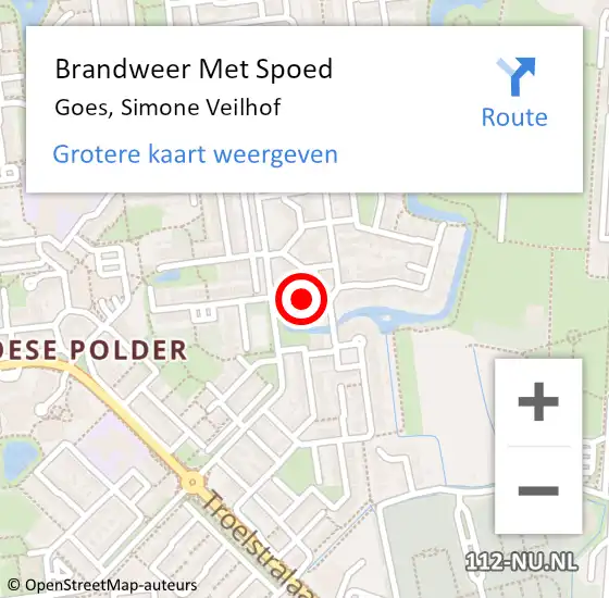 Locatie op kaart van de 112 melding: Brandweer Met Spoed Naar Goes, Simone Veilhof op 21 oktober 2022 21:40