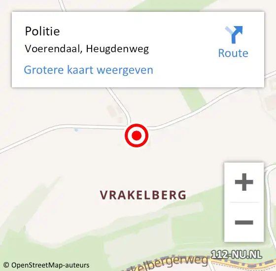 Locatie op kaart van de 112 melding: Politie Voerendaal, Heugdenweg op 21 oktober 2022 21:50