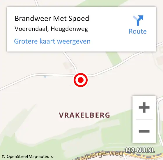 Locatie op kaart van de 112 melding: Brandweer Met Spoed Naar Voerendaal, Heugdenweg op 21 oktober 2022 21:51