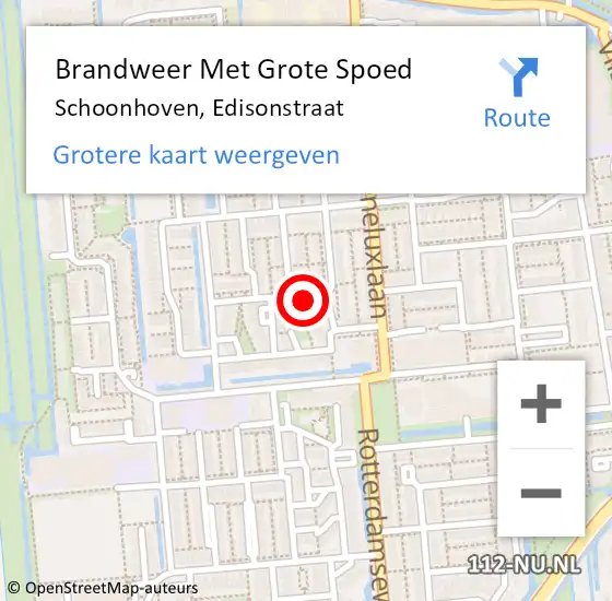 Locatie op kaart van de 112 melding: Brandweer Met Grote Spoed Naar Schoonhoven, Edisonstraat op 21 oktober 2022 22:31