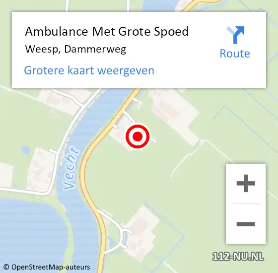 Locatie op kaart van de 112 melding: Ambulance Met Grote Spoed Naar Weesp, Dammerweg op 21 oktober 2022 23:01