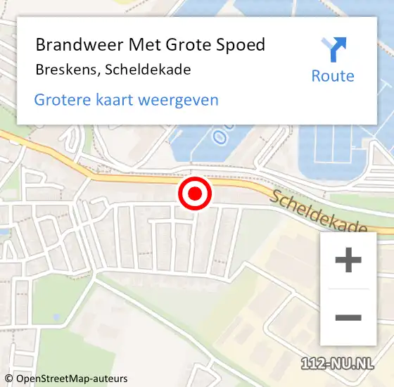 Locatie op kaart van de 112 melding: Brandweer Met Grote Spoed Naar Breskens, Scheldekade op 21 oktober 2022 23:25