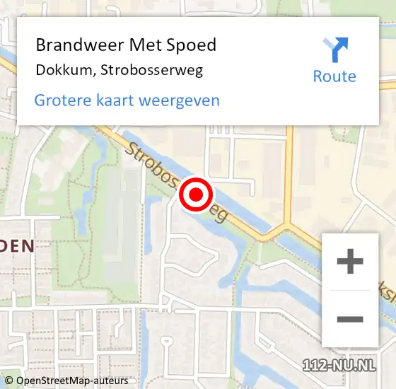 Locatie op kaart van de 112 melding: Brandweer Met Spoed Naar Dokkum, Strobosserweg op 2 augustus 2014 11:14