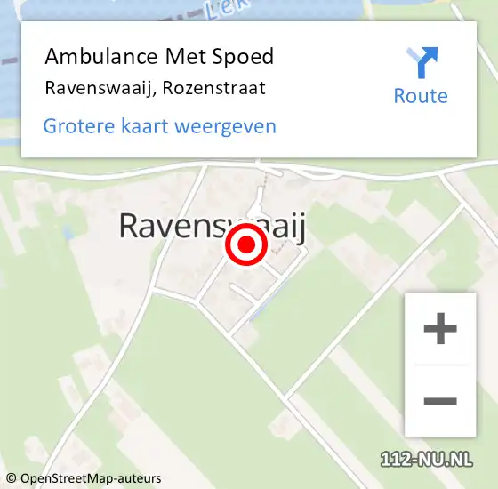 Locatie op kaart van de 112 melding: Ambulance Met Spoed Naar Ravenswaaij, Rozenstraat op 22 oktober 2022 00:04