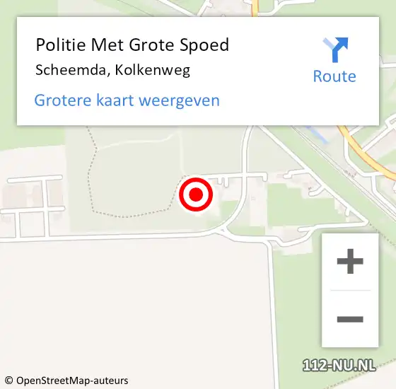 Locatie op kaart van de 112 melding: Politie Met Grote Spoed Naar Scheemda, Kolkenweg op 22 oktober 2022 00:14