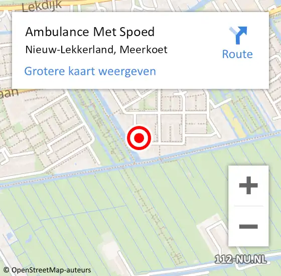 Locatie op kaart van de 112 melding: Ambulance Met Spoed Naar Nieuw-Lekkerland, Meerkoet op 22 oktober 2022 00:22