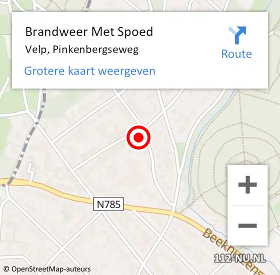 Locatie op kaart van de 112 melding: Brandweer Met Spoed Naar Velp, Pinkenbergseweg op 22 oktober 2022 00:37