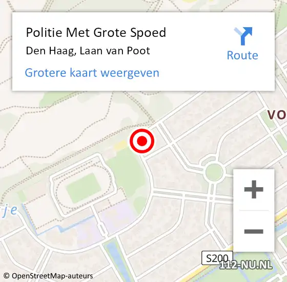 Locatie op kaart van de 112 melding: Politie Met Grote Spoed Naar Den Haag, Laan van Poot op 22 oktober 2022 00:37