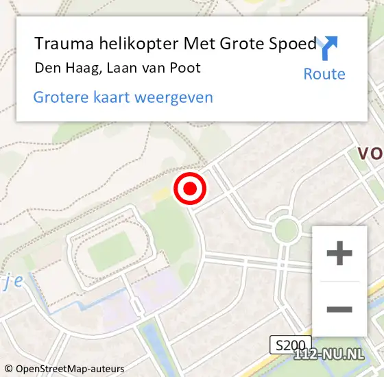 Locatie op kaart van de 112 melding: Trauma helikopter Met Grote Spoed Naar Den Haag, Laan van Poot op 22 oktober 2022 00:38