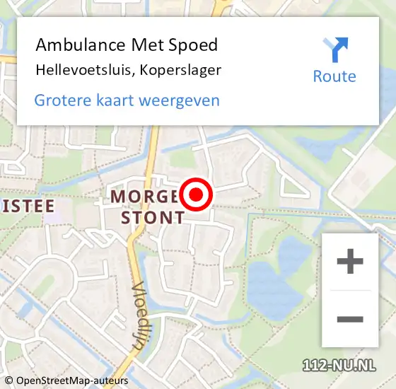Locatie op kaart van de 112 melding: Ambulance Met Spoed Naar Hellevoetsluis, Koperslager op 22 oktober 2022 01:04