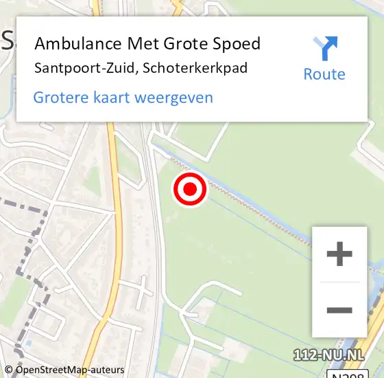 Locatie op kaart van de 112 melding: Ambulance Met Grote Spoed Naar Santpoort-Zuid, Schoterkerkpad op 22 oktober 2022 01:10