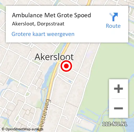 Locatie op kaart van de 112 melding: Ambulance Met Grote Spoed Naar Akersloot, Dorpsstraat op 22 oktober 2022 01:21