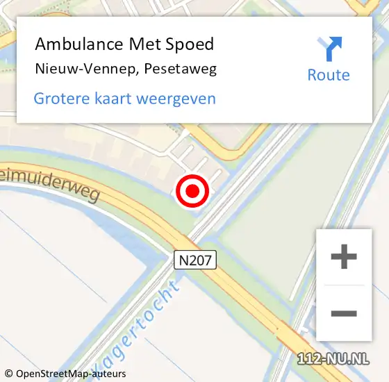 Locatie op kaart van de 112 melding: Ambulance Met Spoed Naar Nieuw-Vennep, Pesetaweg op 22 oktober 2022 02:31