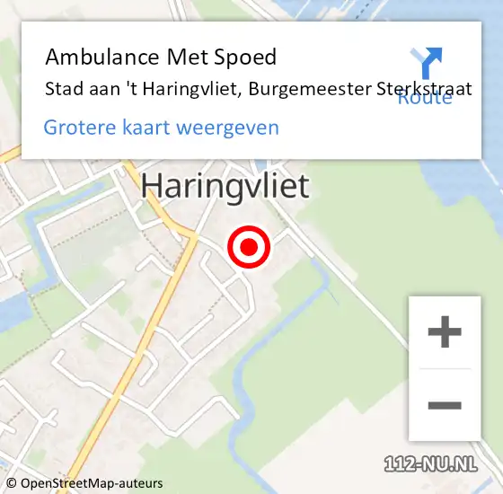 Locatie op kaart van de 112 melding: Ambulance Met Spoed Naar Stad aan 't Haringvliet, Burgemeester Sterkstraat op 22 oktober 2022 03:17