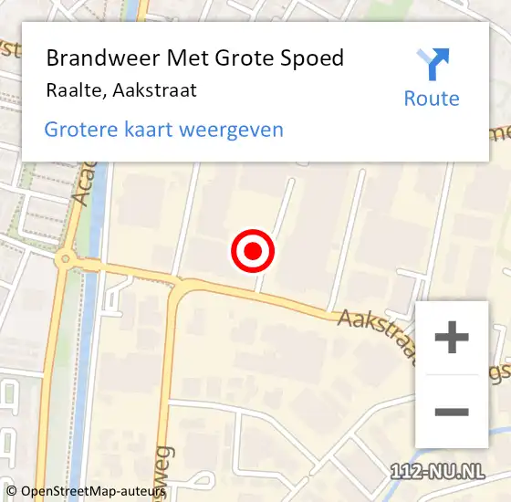 Locatie op kaart van de 112 melding: Brandweer Met Grote Spoed Naar Raalte, Aakstraat op 22 oktober 2022 03:19