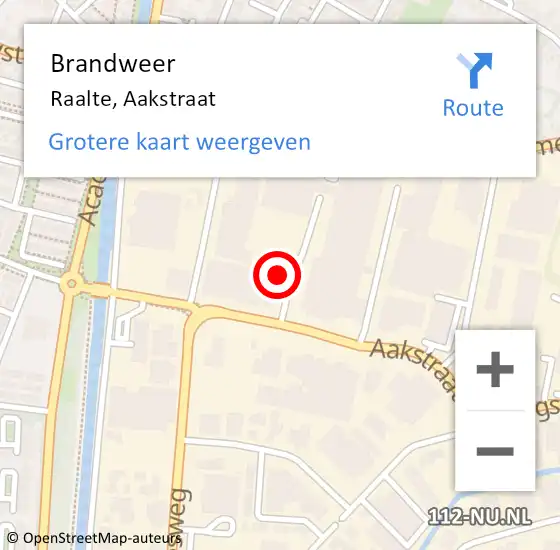 Locatie op kaart van de 112 melding: Brandweer Raalte, Aakstraat op 22 oktober 2022 03:22