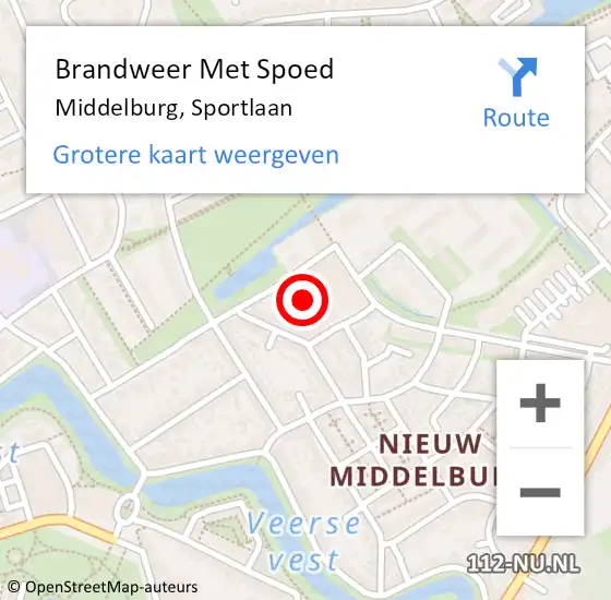 Locatie op kaart van de 112 melding: Brandweer Met Spoed Naar Middelburg, Sportlaan op 22 oktober 2022 03:47