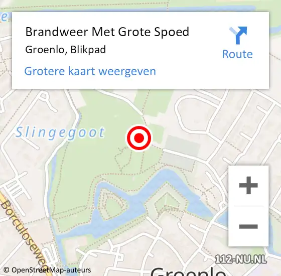 Locatie op kaart van de 112 melding: Brandweer Met Grote Spoed Naar Groenlo, Blikpad op 22 oktober 2022 03:51