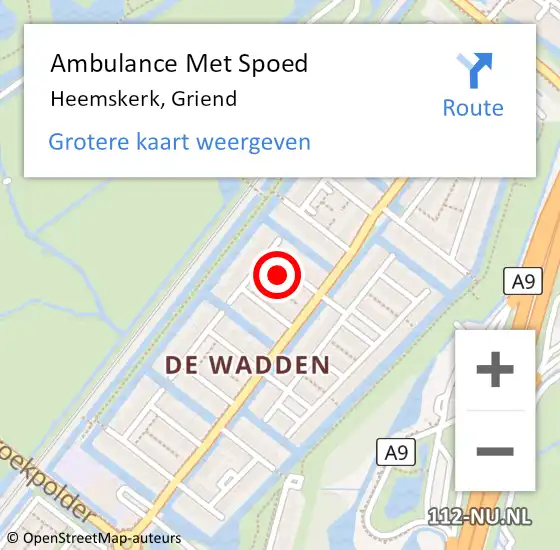 Locatie op kaart van de 112 melding: Ambulance Met Spoed Naar Heemskerk, Griend op 22 oktober 2022 04:12