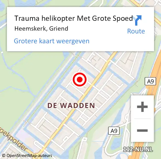 Locatie op kaart van de 112 melding: Trauma helikopter Met Grote Spoed Naar Heemskerk, Griend op 22 oktober 2022 04:13