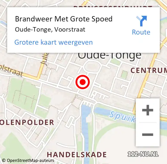 Locatie op kaart van de 112 melding: Brandweer Met Grote Spoed Naar Oude-Tonge, Voorstraat op 22 oktober 2022 04:44