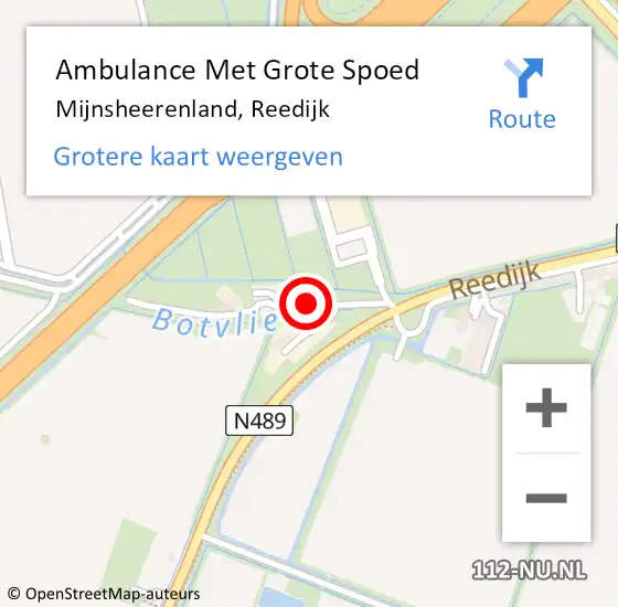 Locatie op kaart van de 112 melding: Ambulance Met Grote Spoed Naar Mijnsheerenland, Reedijk op 22 oktober 2022 05:07