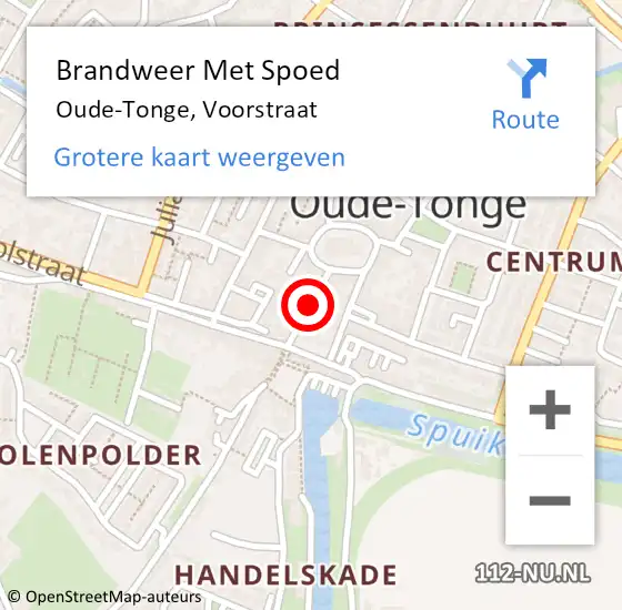 Locatie op kaart van de 112 melding: Brandweer Met Spoed Naar Oude-Tonge, Voorstraat op 22 oktober 2022 05:24