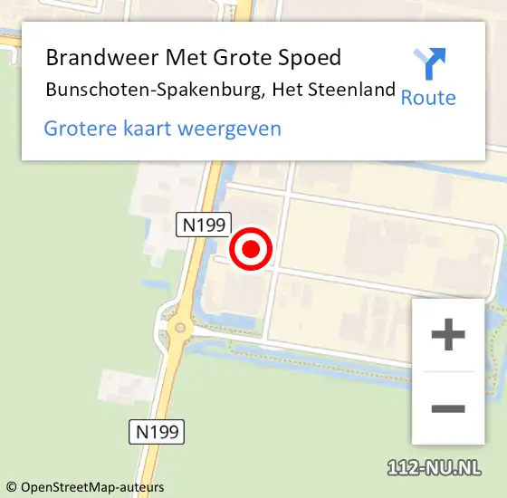 Locatie op kaart van de 112 melding: Brandweer Met Grote Spoed Naar Bunschoten-Spakenburg, Het Steenland op 22 oktober 2022 05:48