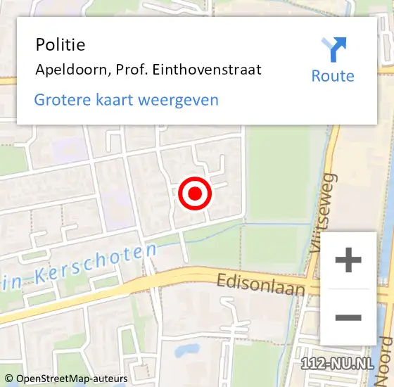 Locatie op kaart van de 112 melding: Politie Apeldoorn, Prof. Einthovenstraat op 22 oktober 2022 05:57