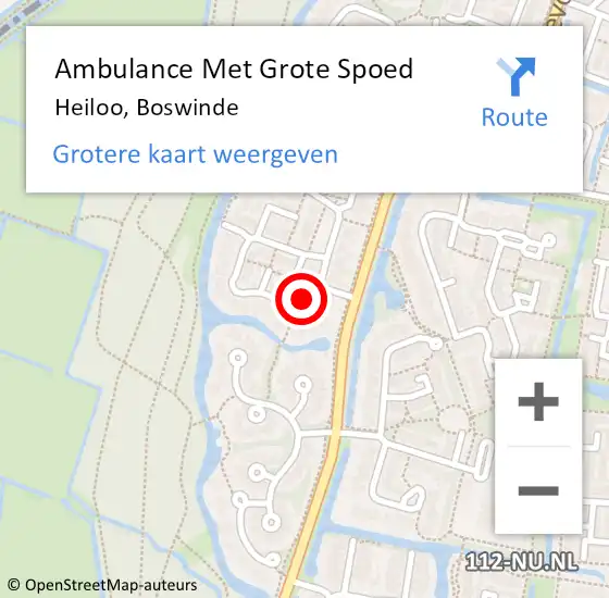 Locatie op kaart van de 112 melding: Ambulance Met Grote Spoed Naar Heiloo, Boswinde op 22 oktober 2022 08:05