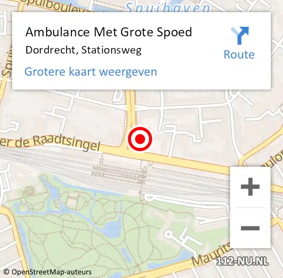 Locatie op kaart van de 112 melding: Ambulance Met Grote Spoed Naar Dordrecht, Stationsweg op 22 oktober 2022 08:08
