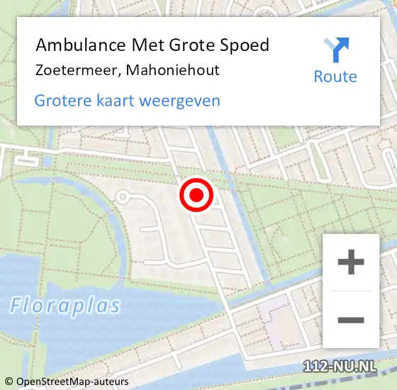 Locatie op kaart van de 112 melding: Ambulance Met Grote Spoed Naar Zoetermeer, Mahoniehout op 22 oktober 2022 08:57