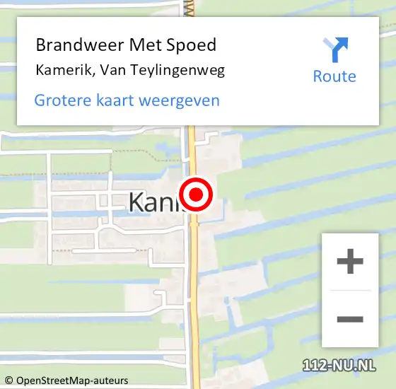 Locatie op kaart van de 112 melding: Brandweer Met Spoed Naar Kamerik, Van Teylingenweg op 22 oktober 2022 09:08