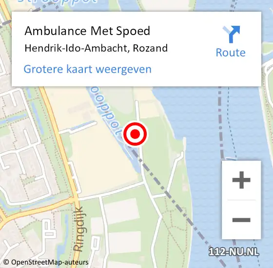 Locatie op kaart van de 112 melding: Ambulance Met Spoed Naar Hendrik-Ido-Ambacht, Rozand op 22 oktober 2022 09:12