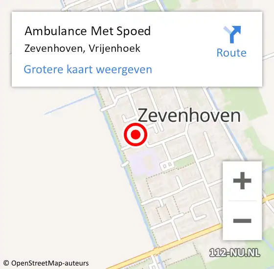 Locatie op kaart van de 112 melding: Ambulance Met Spoed Naar Zevenhoven, Vrijenhoek op 22 oktober 2022 09:32