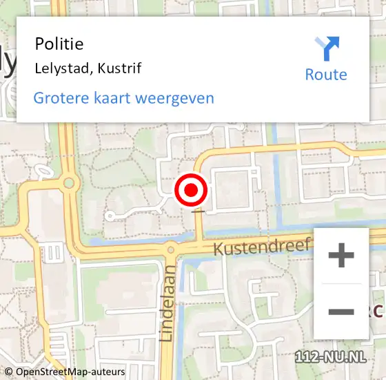 Locatie op kaart van de 112 melding: Politie Lelystad, Kustrif op 22 oktober 2022 09:33