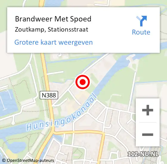 Locatie op kaart van de 112 melding: Brandweer Met Spoed Naar Zoutkamp, Stationsstraat op 22 oktober 2022 09:43