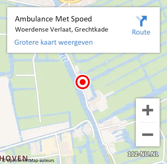 Locatie op kaart van de 112 melding: Ambulance Met Spoed Naar Woerdense Verlaat, Grechtkade op 22 oktober 2022 09:44