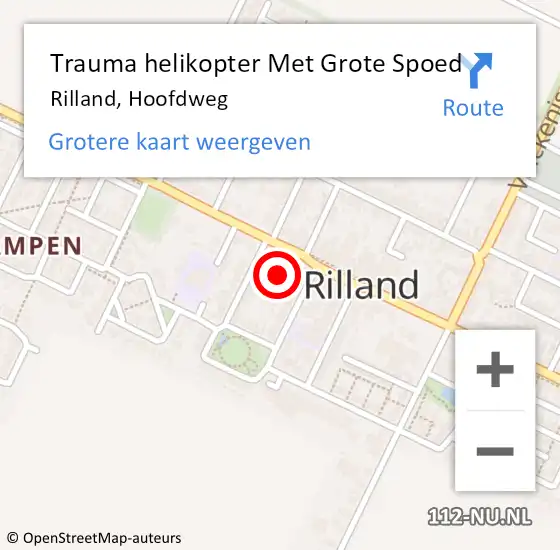 Locatie op kaart van de 112 melding: Trauma helikopter Met Grote Spoed Naar Rilland, Hoofdweg op 22 oktober 2022 09:50