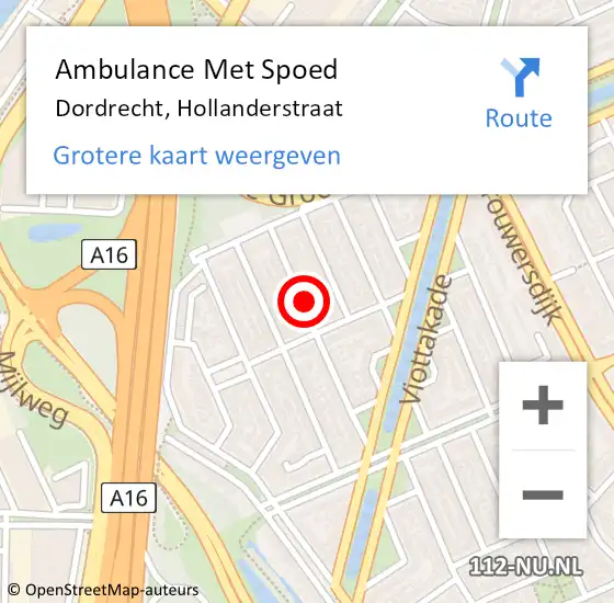 Locatie op kaart van de 112 melding: Ambulance Met Spoed Naar Dordrecht, Hollanderstraat op 22 oktober 2022 09:51