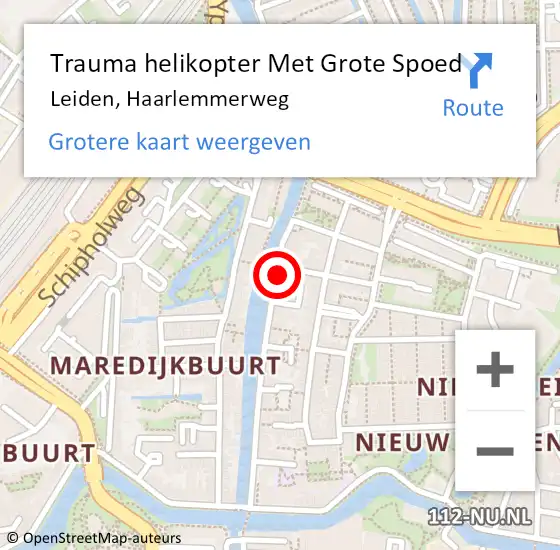 Locatie op kaart van de 112 melding: Trauma helikopter Met Grote Spoed Naar Leiden, Haarlemmerweg op 22 oktober 2022 09:54