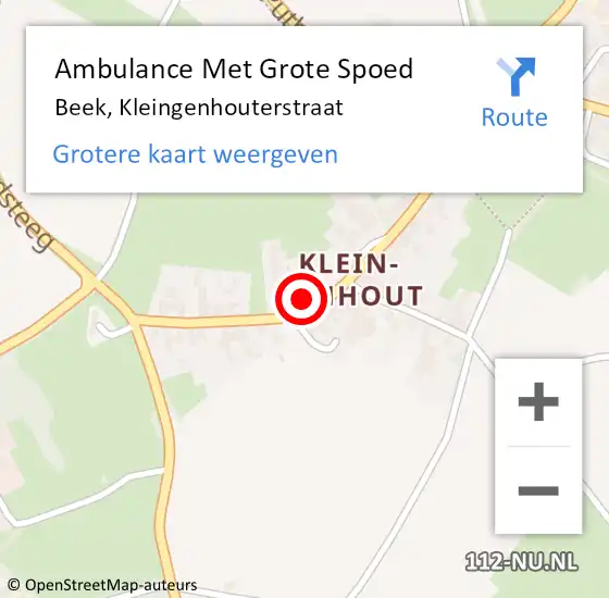 Locatie op kaart van de 112 melding: Ambulance Met Grote Spoed Naar Beek, Kleingenhouterstraat op 2 augustus 2014 11:47