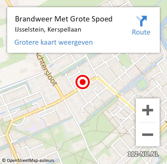 Locatie op kaart van de 112 melding: Brandweer Met Grote Spoed Naar IJsselstein, Kerspellaan op 22 oktober 2022 10:10