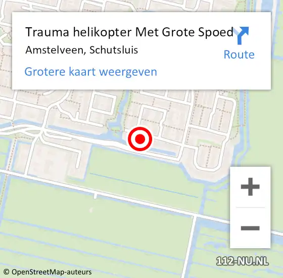 Locatie op kaart van de 112 melding: Trauma helikopter Met Grote Spoed Naar Amstelveen, Schutsluis op 22 oktober 2022 10:21