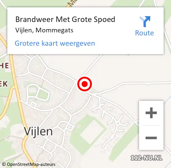 Locatie op kaart van de 112 melding: Brandweer Met Grote Spoed Naar Vijlen, Mommegats op 22 oktober 2022 10:36